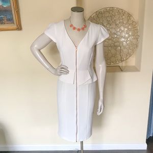 Cream Peplum Midi Dress